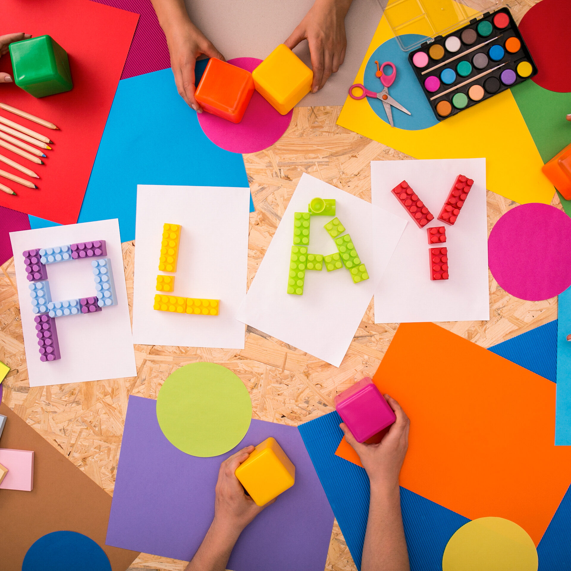 Close-up of children playing together in the kindergarten