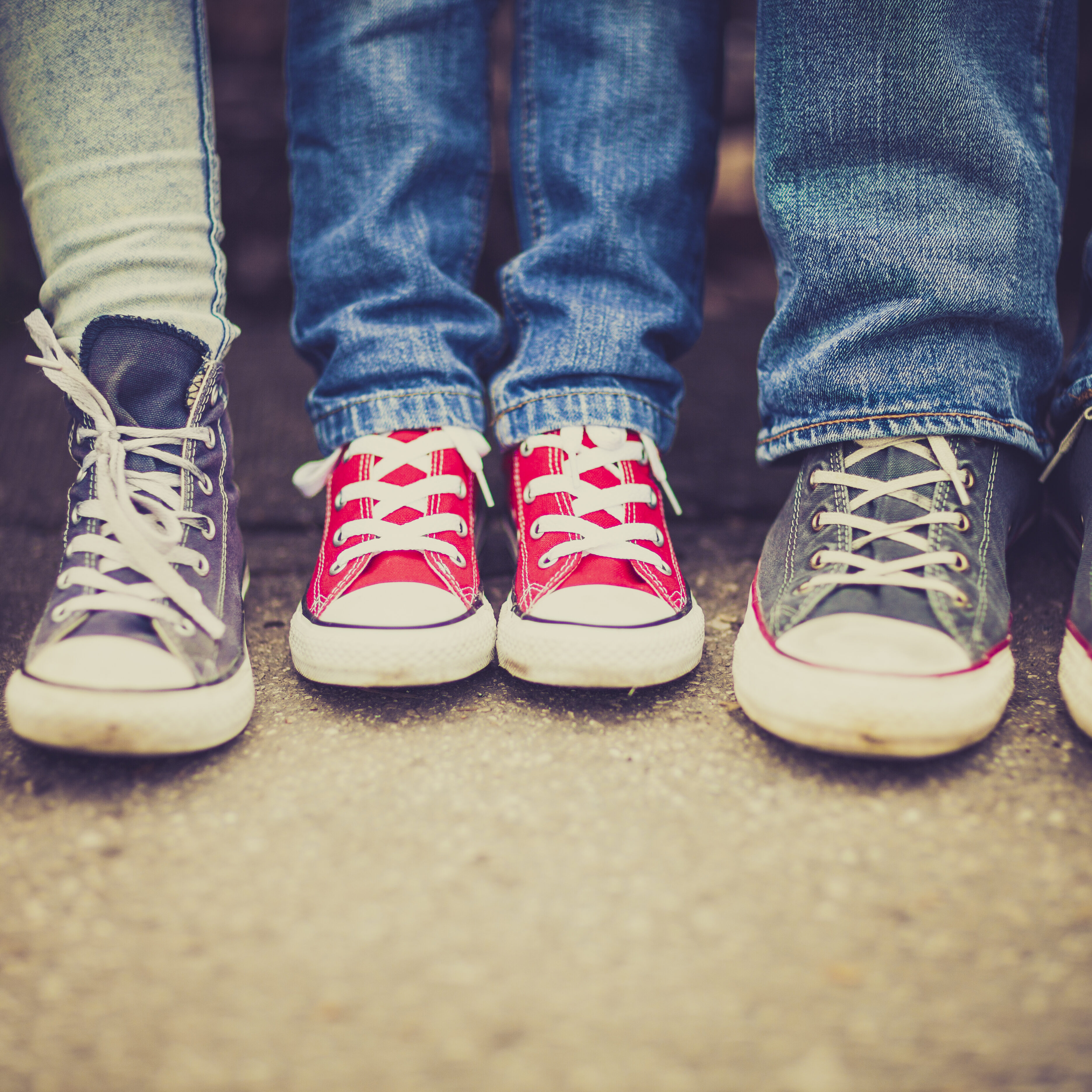 Close up image of vintage sneakers outdoors.